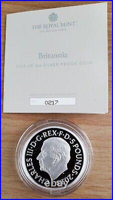 2023 Britannia Silver 2 oz Proof With OGP Box & COA RARE Only 1000 Minted