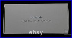 2023 Britannia Silver Proof 2 oz UK Coin With OGP Box & COA Only 1000 Minted