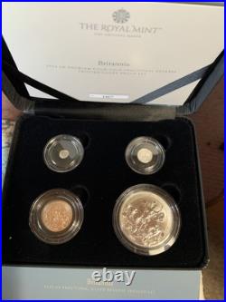 2023 Britannia UK Fractional Silver Proof Reverse Frosted 4 Coin Sets/Box&Coa
