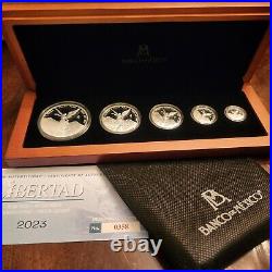 2023 Mexico 5-Coin Libertad Silver Proof Set (1.9 oz Total) Wood Box Rare 2023 Mexico 5-Coin Libertad Silver Proof Set (1.9 oz Total) Wood Box Rare