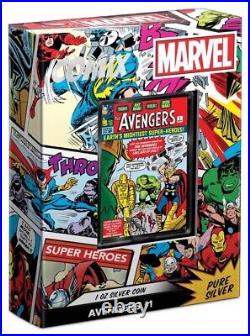 2023 Niue Marvel COMIX Avengers #1 1oz Silver Colorized Proof Coin Mintage 5000