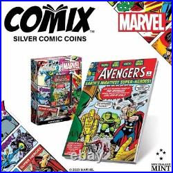 2023 Niue Marvel COMIX Avengers #1 1oz Silver Colorized Proof Coin Mintage 5000