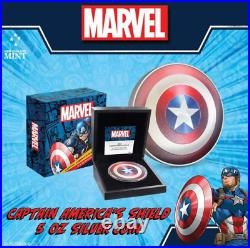 2023 Niue Marvel Captain America's Shield 5oz Silver Colorized Proof Coin