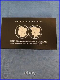 2023 Reverse Proof Morgan & Peace Silver Dollar 2-Coin Set (Box, CoA)