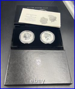 2023 Reverse Silver Proof Morgan & Peace Dollar Set OGP Box COA