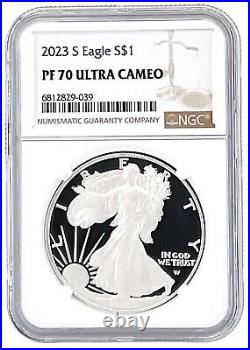 2023 S 1oz Silver Eagle Proof NGC PF70 Ultra Cameo Brown Label withWood Box