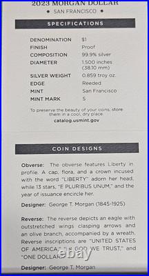 2023 S Morgan 99% Silver Proof Dollar GEM US Mint with Box & COA Free Shipping