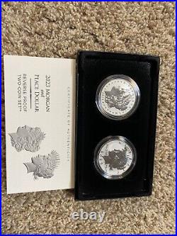 2023 S Morgan And Peace Silver Dollar Reverse Proof Set 23XS Box & COA Silver