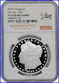 2023-S Morgan and Peace Proof Silver Dollar Set NGC PF70UC FDOI ANA With Boxes