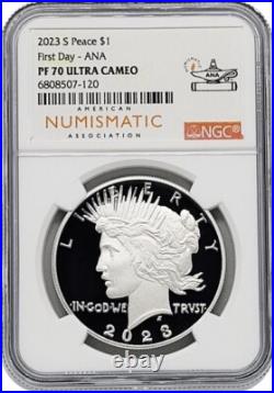 2023-S Morgan and Peace Proof Silver Dollar Set NGC PF70 UC FDOI ANA Label W Box