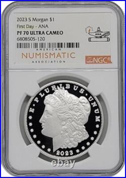 2023-S Morgan and Peace Proof Silver Dollar Set NGC PF70 UC FDOI ANA Label W Box