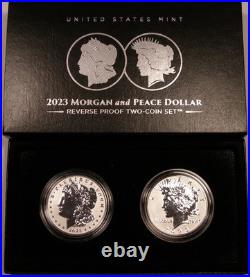 2023-S Morgan and Peace Silver Dollar Reverse Proof 2 Coin Set 23XS Box & COA