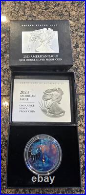 2023-S Proof $1 American Silver Eagle Box, OGP & COA Rainbow Toned