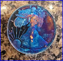 2023-S Proof $1 American Silver Eagle Box, OGP & COA Rainbow Toned