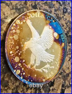 2023-S Proof $1 American Silver Eagle Box, OGP & COA Rainbow Toned