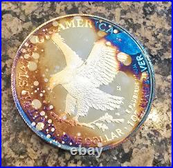 2023-S Proof $1 American Silver Eagle Box, OGP & COA Rainbow Toned