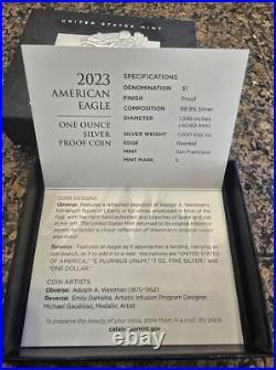 2023-S Proof $1 American Silver Eagle Box, OGP & COA Rainbow Toned