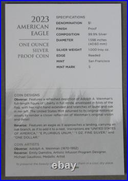 2023-S Proof American Eagle Silver $1 Dollar Box & COA