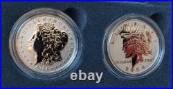 2023-S Reverse Proof $1 MORGAN & PEACE 999 Silver Dollar 2pc Box OGP Like Mirror