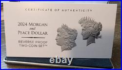 2023-S Reverse Proof $1 MORGAN & PEACE 999 Silver Dollar 2pc Box OGP Like Mirror