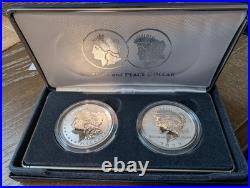 2023-S Reverse Proof $1 MORGAN & PEACE 999 Silver Dollar 2pc Box OGP Like Mirror