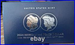 2023-S Reverse Proof $1 MORGAN & PEACE 999 Silver Dollar 2pc Box OGP Like Mirror