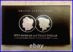 2023-S Reverse Proof $1 Morgan and Peace Silver Dollar 2pc Set, Box, OGP, CAMEO