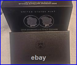 2023-S Reverse Proof $1 Morgan and Peace Silver Dollar 2pc Set, Box, OGP, CAMEO