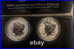 2023-S Reverse Proof $1 Morgan and Peace Silver Dollar 2pc Set, Box, OGP, CAMEO