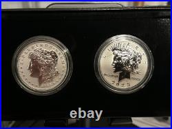 2023 S Reverse Proof $1 Morgan and Peace Silver Dollar 2pc Set Box, OGP & COA