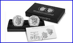 2023-S Reverse Proof $1 Morgan and Peace Silver Dollar 2pc Set Box, OGP & COA