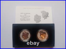 2023-S Reverse Proof $1 Morgan and Peace Silver Dollar 2pc Set Box, OGP & COA