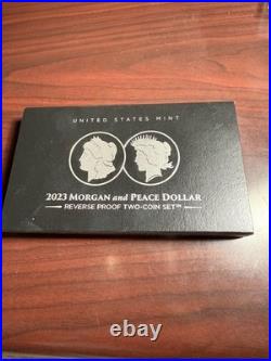 2023 S Reverse Proof Peace & Morgan Silver Dollar 2 Coin Set With Box & COA