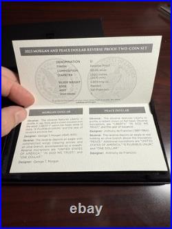 2023 S Reverse Proof Peace & Morgan Silver Dollar 2 Coin Set With Box & COA