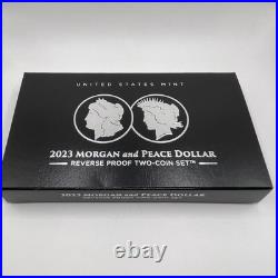 2023 S US MORGAN & PEACE. 999 SILVER DOLLAR REVERSE PROOF TWO COIN SET WithCOA BOX