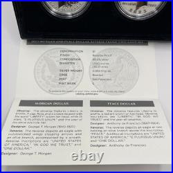 2023 S US MORGAN & PEACE. 999 SILVER DOLLAR REVERSE PROOF TWO COIN SET WithCOA BOX