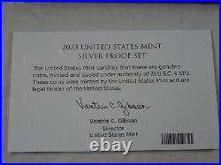 2023-S US Mint Silver Proof Set OGP COA & Box 10 Coins. 999 United States