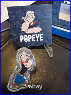 2023 Samoa POPEYE Sailor Man Shaped 1 oz Silver Proof Coin BOX COA Mintage 500