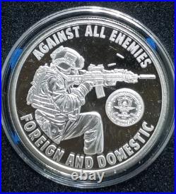 2023 Silver Shield. AGAINST ALL ENEMIES 1oz. 999 Silver Proof Coa N Box Rare