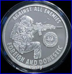 2023 Silver Shield. AGAINST ALL ENEMIES 1oz. 999 Silver Proof Coa N Box Rare