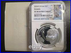 2024 £2 Great Britain Proof Silver Britannia Ngc Pf70 Ucam With Ogp Box And Coa