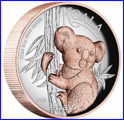 2024 Australia Koala 5 oz Silver High Relief Gilded Proof Coin 2024 Australia Koala 5 oz Silver High Relief Gilded Proof Coin