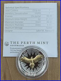 2024 Australia Wedge Tailed Eagle 10th Ann 1 oz Silver Proof Gilded HR BOX COA