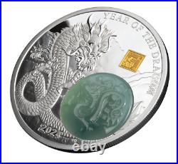 2024 Burundi Lunar Year of the Dragon 2oz Silver Proof withJadestone Coin