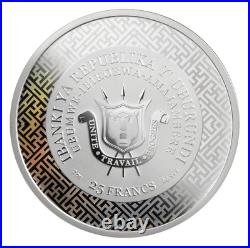 2024 Burundi Lunar Year of the Dragon 2oz Silver Proof withJadestone Coin