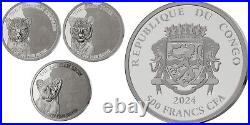 2024 Congo Wildcats Collection 3 x 1 oz Proof Silver with Box & COA Mintage 3000