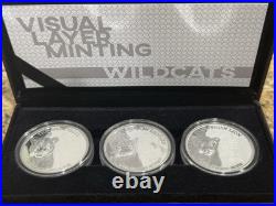 2024 Congo Wildcats Collection 3 x 1 oz Proof Silver with Box & COA Mintage 3000