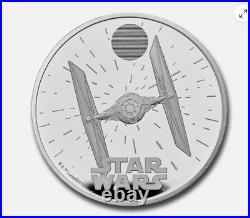 2024 GB Star Wars TIE Fighter 1 oz Silver £2 Proof Coin Box & COA Mintage 3000