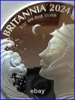 2024 Great Britain UK 5 oz Proof Silver Britannia Coin, 550 Mintage, No Box