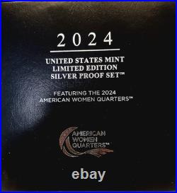 2024 Limited Edition Silver Proof Set -24RC CAMEO! 8 Coins-ASE Quarters, Box+OGP